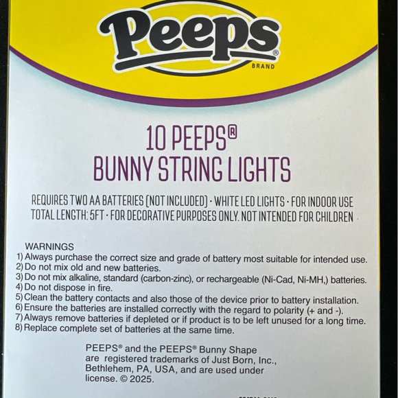 PEEPS Easter Bunny String Lights 5-Feet - Picture 3 of 3